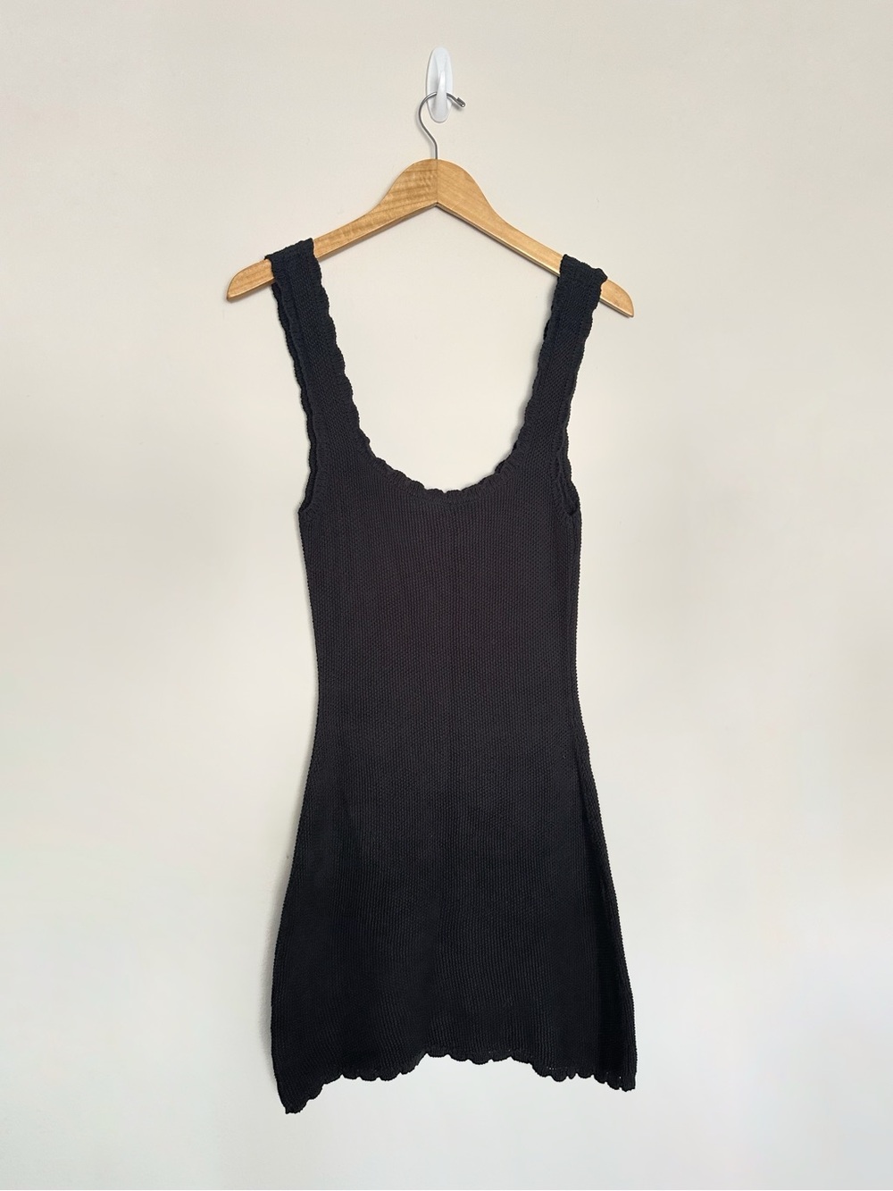 Wild Fable Viral Rosette Mini Black Knit Sweater Tank Dress with Crochet Flower - Picture 3 of 8